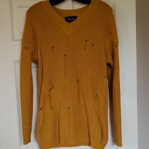 Active USA Mustard Knit V-Neck Sweater